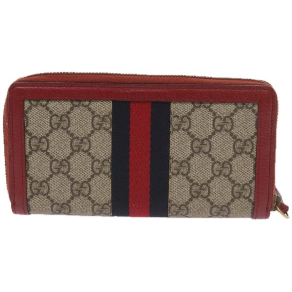 GUCCI GG Supreme Sherry Line Long Wallet PVC Beige Red Navy 476069 bs12324 Online now