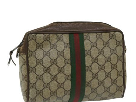 GUCCI GG Supreme Web Sherry Line Clutch Bag PVC Beige 156 01 012 yb516 Online