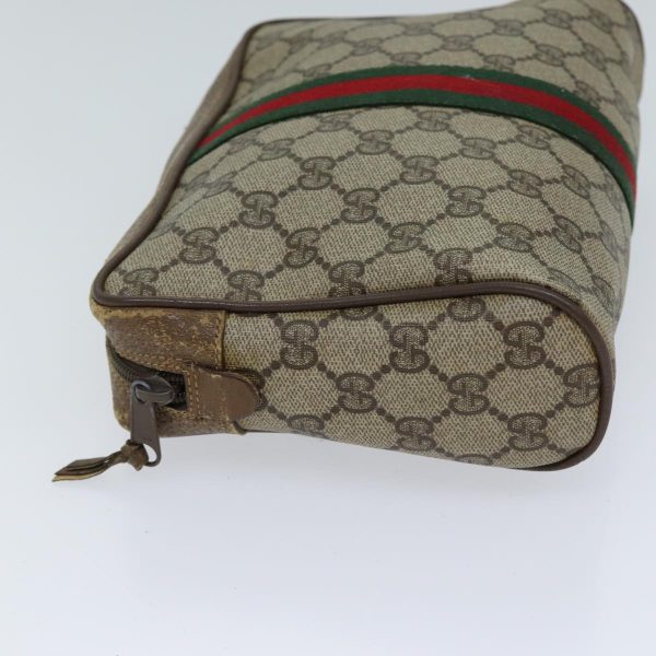 GUCCI GG Supreme Web Sherry Line Clutch Bag PVC Beige Red 89 01 012 72452 Online Sale