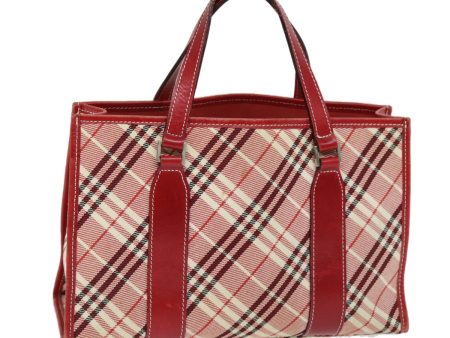 BURBERRY Nova Check Blue Label Hand Bag Canvas RedNew yb551 Hot on Sale