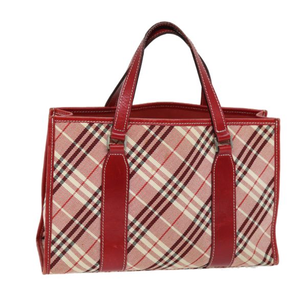 BURBERRY Nova Check Blue Label Hand Bag Canvas RedNew yb551 Hot on Sale