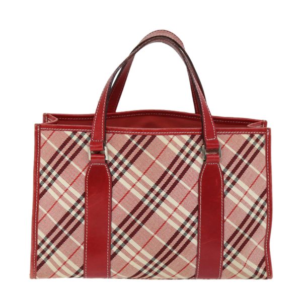 BURBERRY Nova Check Blue Label Hand Bag Canvas RedNew yb551 Hot on Sale