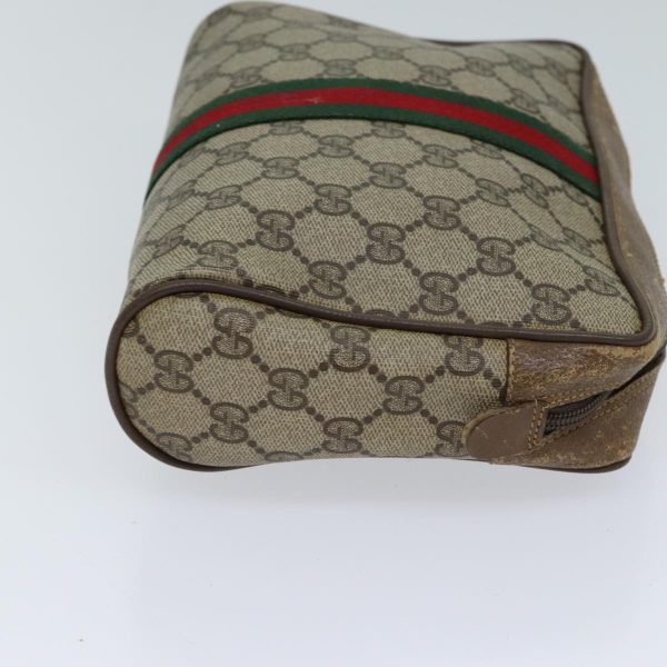 GUCCI GG Supreme Web Sherry Line Clutch Bag PVC Beige Red 89 01 012 72452 Online Sale