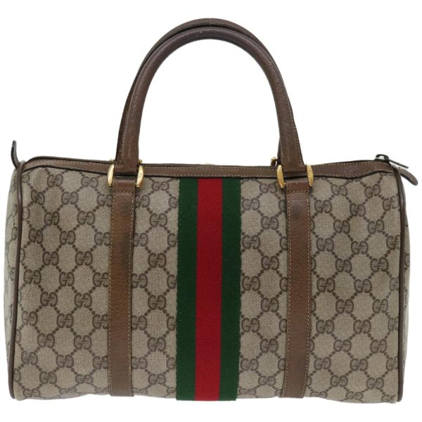 GUCCI GG Supreme Web Sherry Line Boston Bag Beige Red 39 02 007 yk10775 Hot on Sale