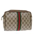 GUCCI GG Supreme Web Sherry Line Clutch Bag PVC Beige Red Green ep4046 For Discount