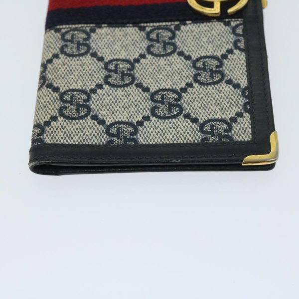 GUCCI GG Supreme Sherry Line Billfold PVC Red Navy fm3302 Cheap