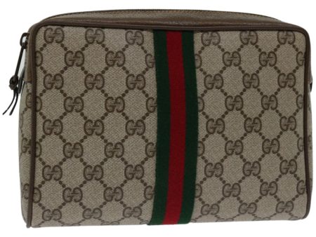 GUCCI GG Supreme Web Sherry Line Clutch Bag PVC Beige 89 01 012 bs12248 Online