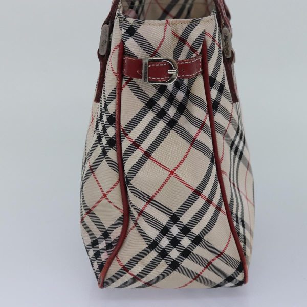 BURBERRY Nova Check Blue Label Hand Bag Nylon Red Beige SilverNew ki4893 Online Hot Sale