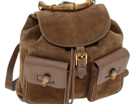 GUCCI Bamboo Backpack Suede Brown 003 2058 0016 72436 For Discount