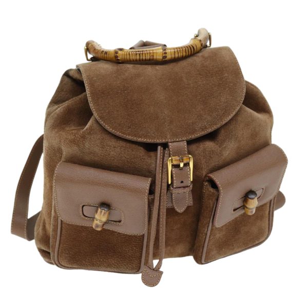 GUCCI Bamboo Backpack Suede Brown 003 2058 0016 72436 For Discount