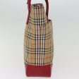 BURBERRY Nova Check Hand Bag Canvas Beige RedNew 77010 For Discount