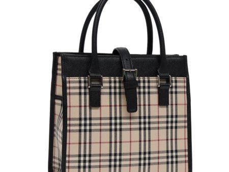 BURBERRY Nova Check Hand Bag Canvas Beige BlackNew am6710 Hot on Sale