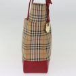 BURBERRY Nova Check Hand Bag Canvas Beige RedNew 77010 For Discount