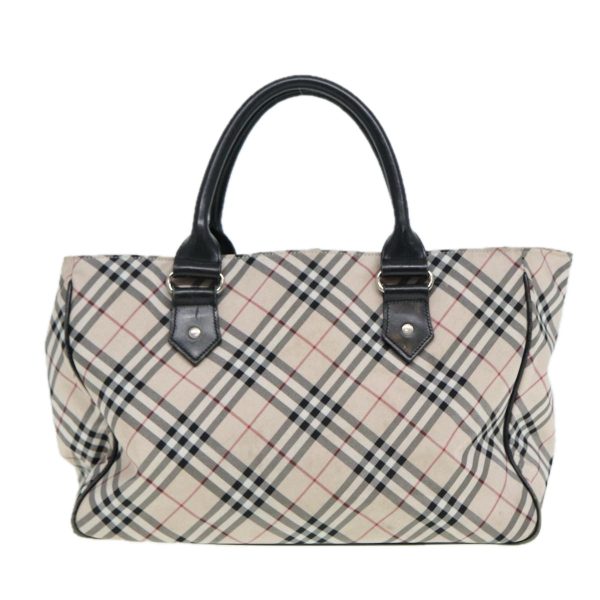 BURBERRY Nova Check Blue Label Hand Bag Nylon Beige Black SilverNew ti1959 Cheap