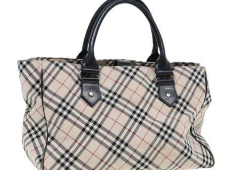 BURBERRY Nova Check Blue Label Hand Bag Nylon Beige Black SilverNew ti1959 Cheap