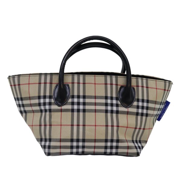 BURBERRY Nova Check Blue Label Hand Bag Nylon Beige SilverNew mr449 For Sale