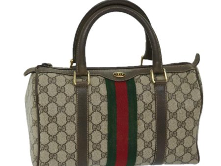 GUCCI GG Canvas Web Sherry Line Boston Bag PVC Beige Red Green th4733 Supply