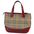 BURBERRY Nova Check Hand Bag Canvas Beige RedNew 96916 on Sale