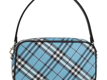 BURBERRY Nova Check Blue Label Pouch Nylon Light Blue SilverNew mr529 Supply