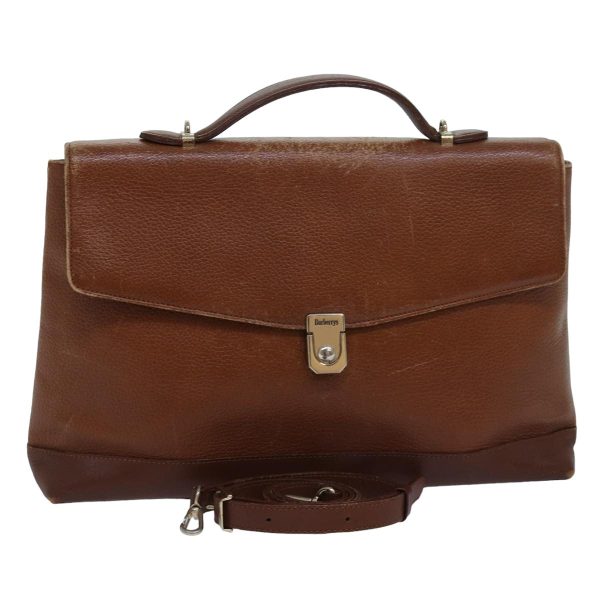 BURBERRY Hand Bag Leather 2way BrownNew ti1821 For Cheap