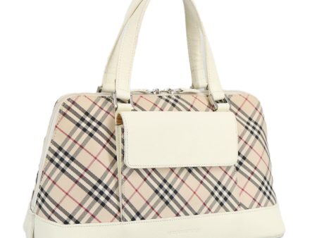 BURBERRY Nova Check Hand Bag Canvas Beige SilverNew 96953 Discount