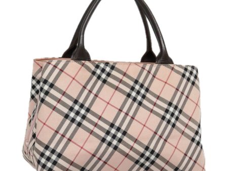 BURBERRY Nova Check Blue Label Hand Bag Nylon Pink SilverNew bs18583 For Sale