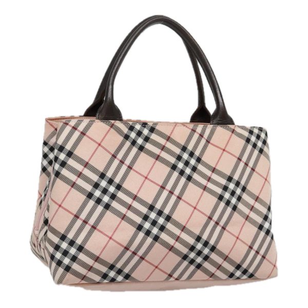 BURBERRY Nova Check Blue Label Hand Bag Nylon Pink SilverNew bs18583 For Sale