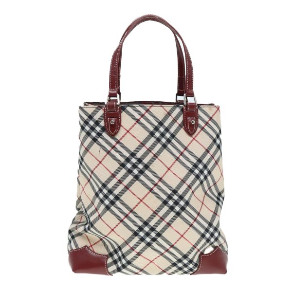 BURBERRY Nova Check Blue Label Hand Bag Nylon Beige RedNew ti1993 For Sale