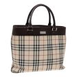 BURBERRY Nova Check Hand Bag Canvas Beige SilverNew ep5413 Fashion