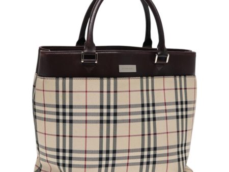 BURBERRY Nova Check Hand Bag Canvas Beige SilverNew ep5413 Fashion