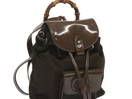 GUCCI Bamboo Backpack Nylon Enamel Brown 003 2058 0030 5 68035 For Discount