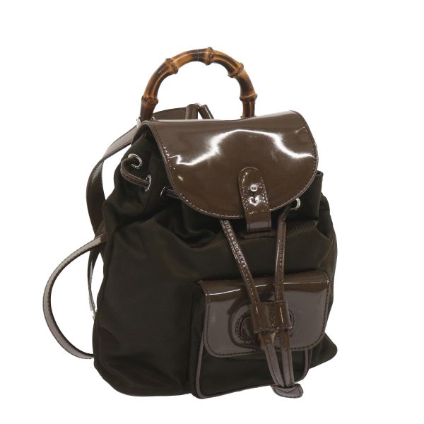 GUCCI Bamboo Backpack Nylon Enamel Brown 003 2058 0030 5 68035 For Discount