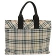 BURBERRY Nova Check Blue Label Hand Bag Nylon Beige Brown SilverNew hs1688 For Cheap