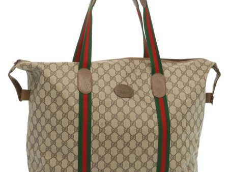 GUCCI GG Supreme Web Sherry Line Boston Bag PVC Beige 89 19 012 ep3419 For Cheap