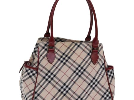 BURBERRY Nova Check Blue Label Hand Bag Nylon Beige Red SilverNew ti1926 Online now