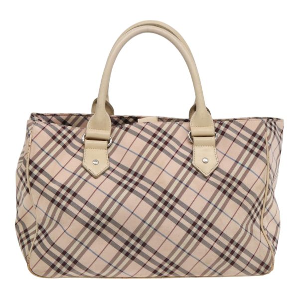 BURBERRY Nova Check Blue Label Hand Bag Nylon Beige Pink SilverNew bs17115 Supply