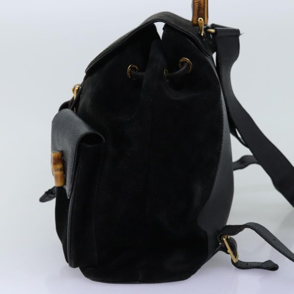 GUCCI Bamboo Backpack Suede Black 71825 For Cheap