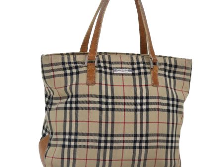 BURBERRY Nova Check Blue Label Hand Bag Canvas Beige SilverNew yk14864 For Discount