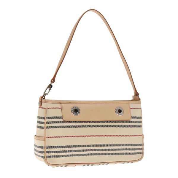 BURBERRY Nova Check Hand Bag Canvas Beige SilverNew 94412 Online Hot Sale