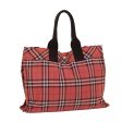 BURBERRY Nova Check Blue Label Hand Bag Nylon Red SilverNew ti2014 For Discount