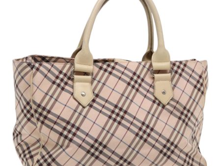 BURBERRY Nova Check Blue Label Hand Bag Nylon Beige Pink SilverNew bs17115 Supply