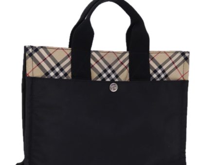 BURBERRY Nova Check Blue Label Hand Bag Nylon Beige BlackNew mr258 Sale