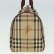 BURBERRY Nova Check Boston Bag PVC Leather BeigeNew 79406 Sale