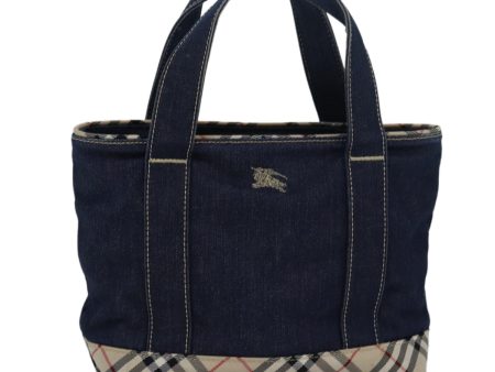 BURBERRY Denim Nova Check Blue Label Hand Bag Navy BeigeNew 83301 Online Sale