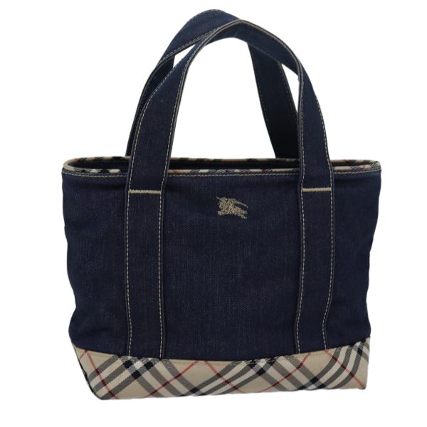 BURBERRY Denim Nova Check Blue Label Hand Bag Navy BeigeNew 83301 Online Sale