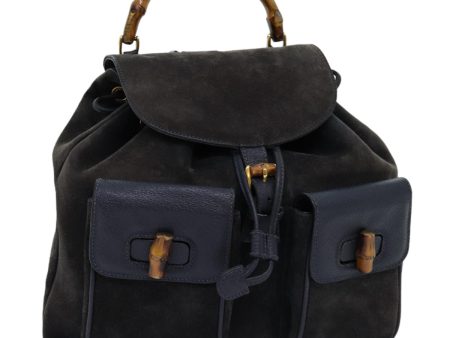 GUCCI Bamboo Backpack Suede Black 71916 For Cheap