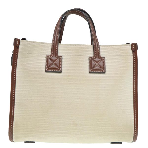 BURBERRY Hand Bag Canvas 2way White Gold BrownNew 93824 on Sale