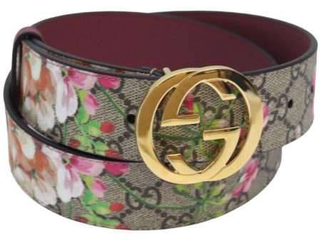 GUCCI GG Blooms Belt PVC 37.4   Beige 370543 ki4672 Sale