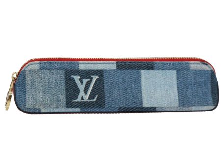 LOUIS VUITTON Monogram Denim Trousse Elizabeth Pen Case Blue GI0444 Auth 61468 Online Sale