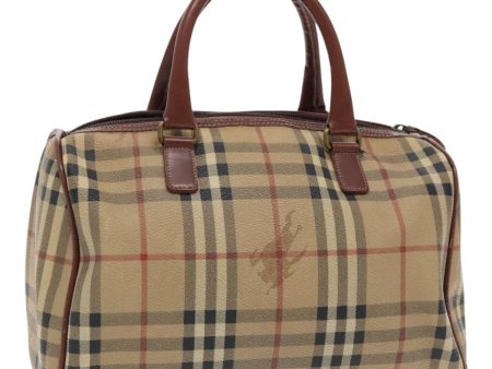 BURBERRY Nova Check Boston Bag PVC Leather BeigeNew yk15586 Fashion